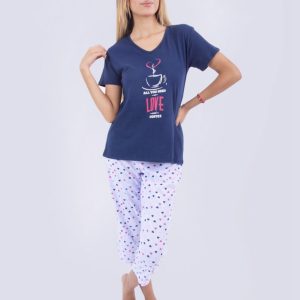 JMC0240 – pijama mujer capri ALL YOU NEED IS LOVE AND COFFEE