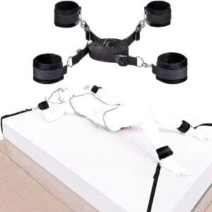 Kit de sujeción ajustable para cama con esposas y grilletes para tobillos – Accesorios BDSM para parejas