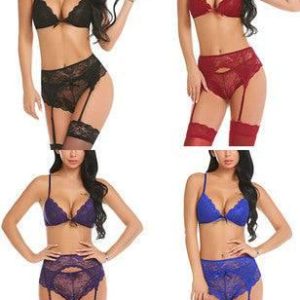 Conjunto de liguero de encaje seductor